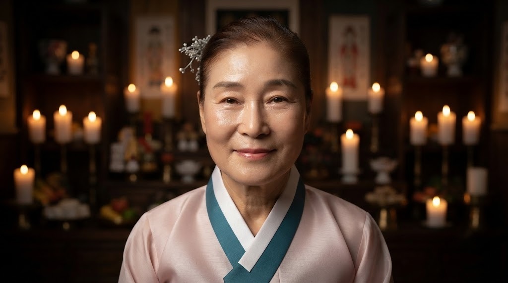 부산 온천장 천하사 정대감 신당에서 인터뷰하는 모습