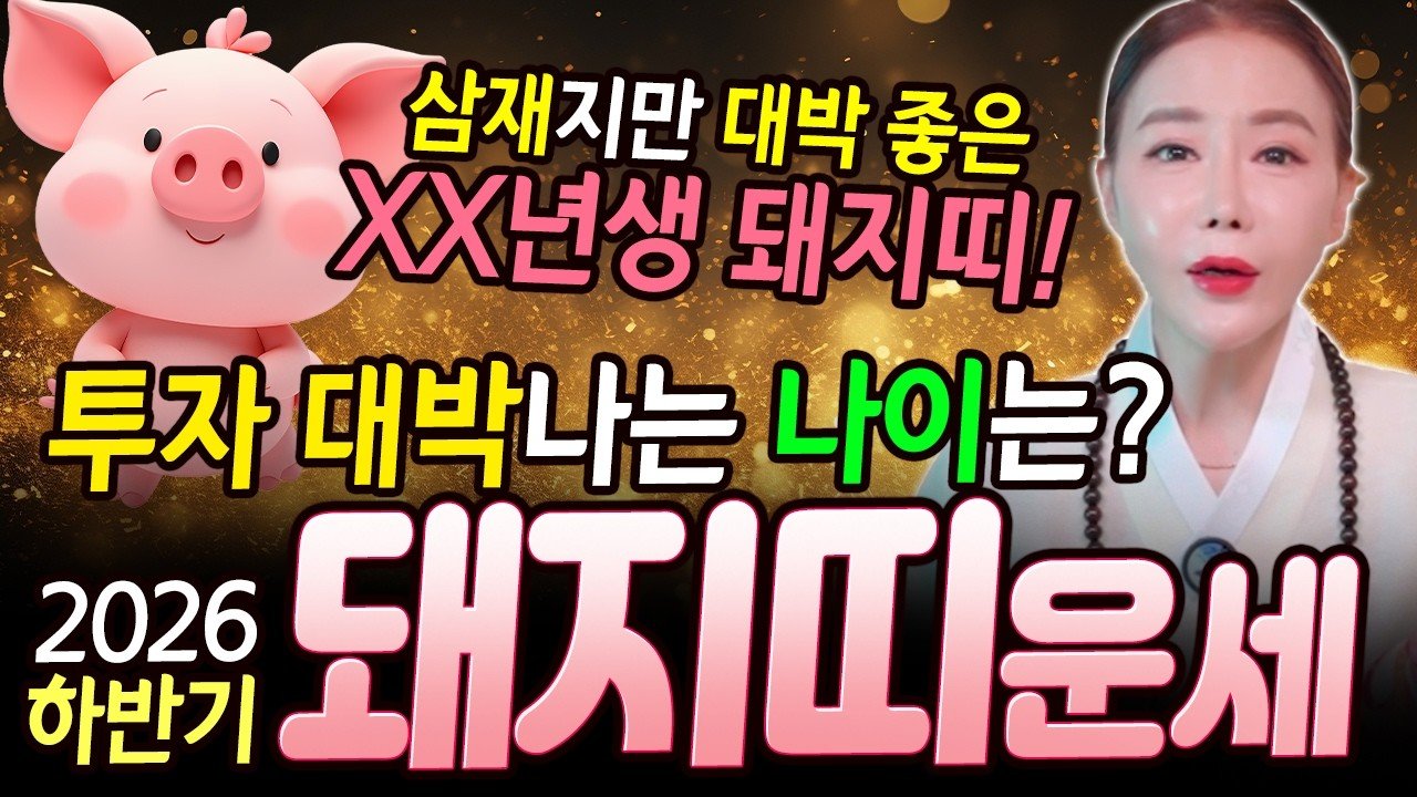 부산 용한 점집 월화신당이 본 2026년 하반기 돼지띠 운세 | 금전운 좋은 나이는? (07·95·71·59년생)